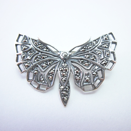 Butterfly Pin with Marcasite - Click Image to Close